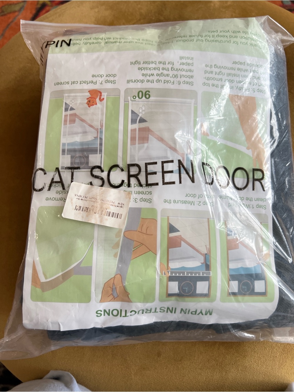 NIB Mesh Screen Door -Black Zippered 81”x36”